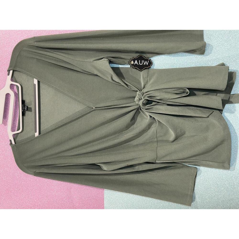 Stylish Tie-Front Long Sleeve Blouse - Picture 2 of 12
